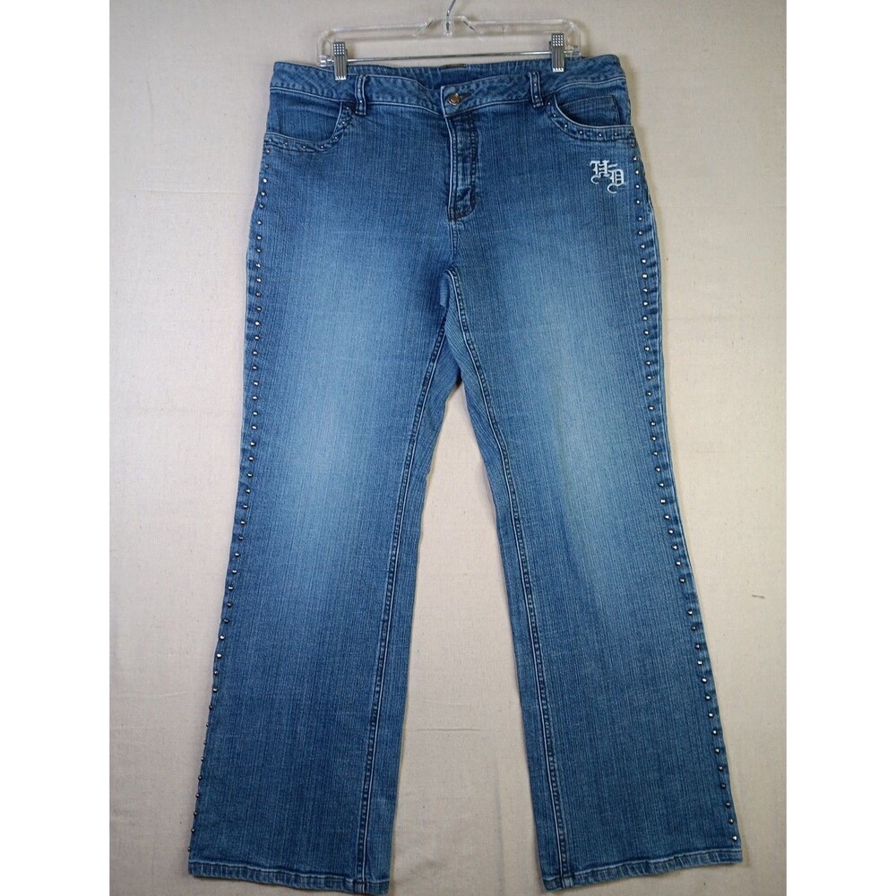 Harley Davidson Rivet Stud Jeans Size 18 Stretch  Motorcycle 96140-07VW EUC